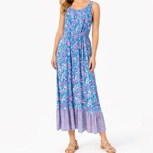 Lilly Pulitzer Blue and Pink Maxi Dress